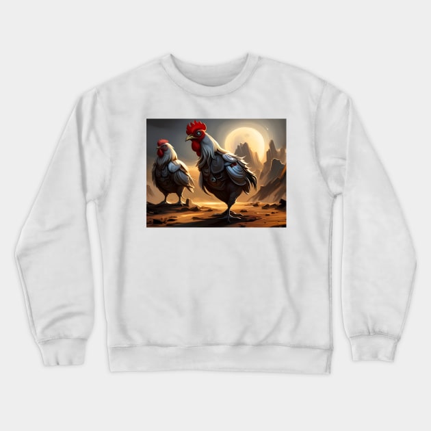 Alien Robot Roosters Crewneck Sweatshirt by arc1